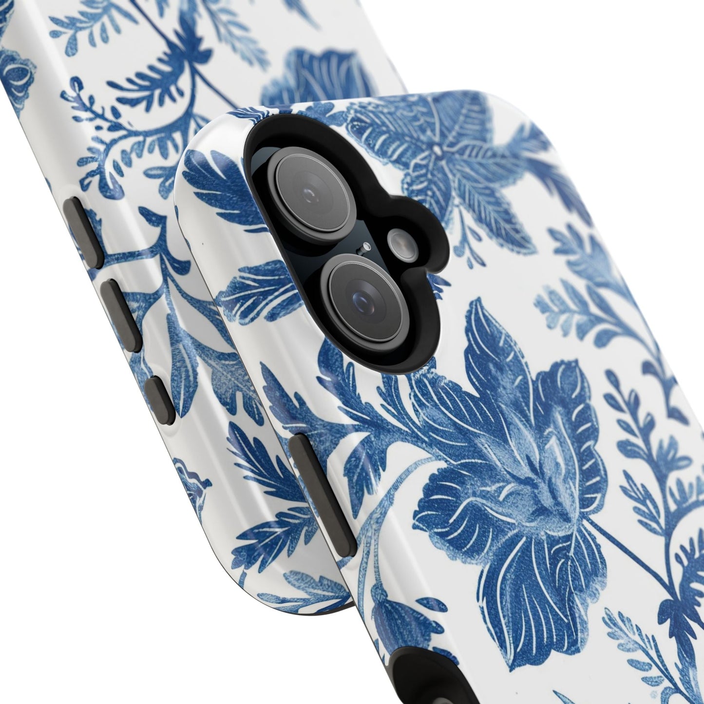 Blue Floral Magnetic Phone Case — Impact‑Resistant Protective Cover - DIGITAL X