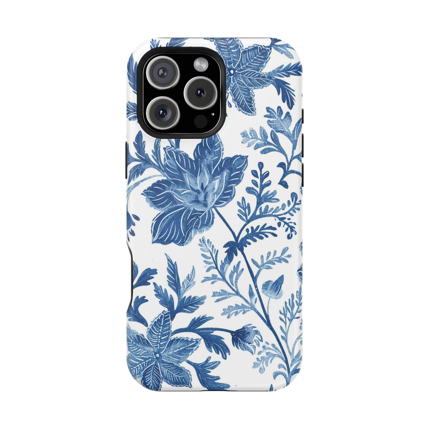 Blue Floral Magnetic Phone Case — Impact‑Resistant Protective Cover - DIGITAL X