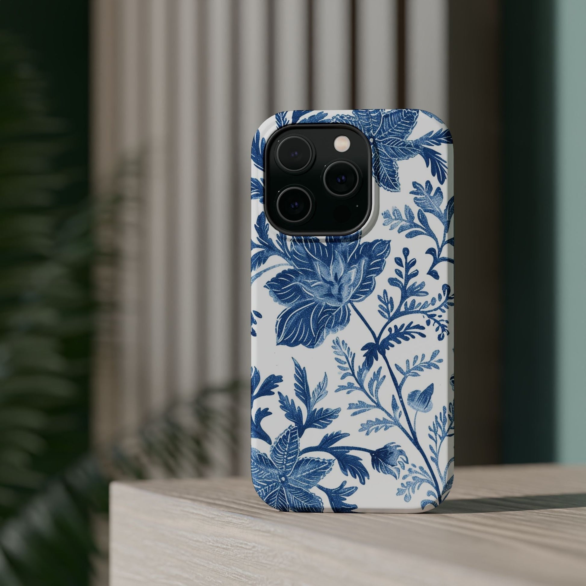Blue Floral Magnetic Phone Case — Impact‑Resistant Protective Cover - DIGITAL X