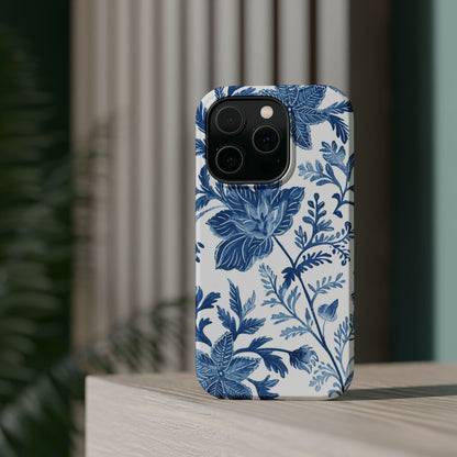 Blue Floral Magnetic Phone Case — Impact‑Resistant Protective Cover - DIGITAL X