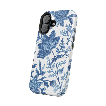 Blue Floral Magnetic Phone Case — Impact‑Resistant Protective Cover - DIGITAL X