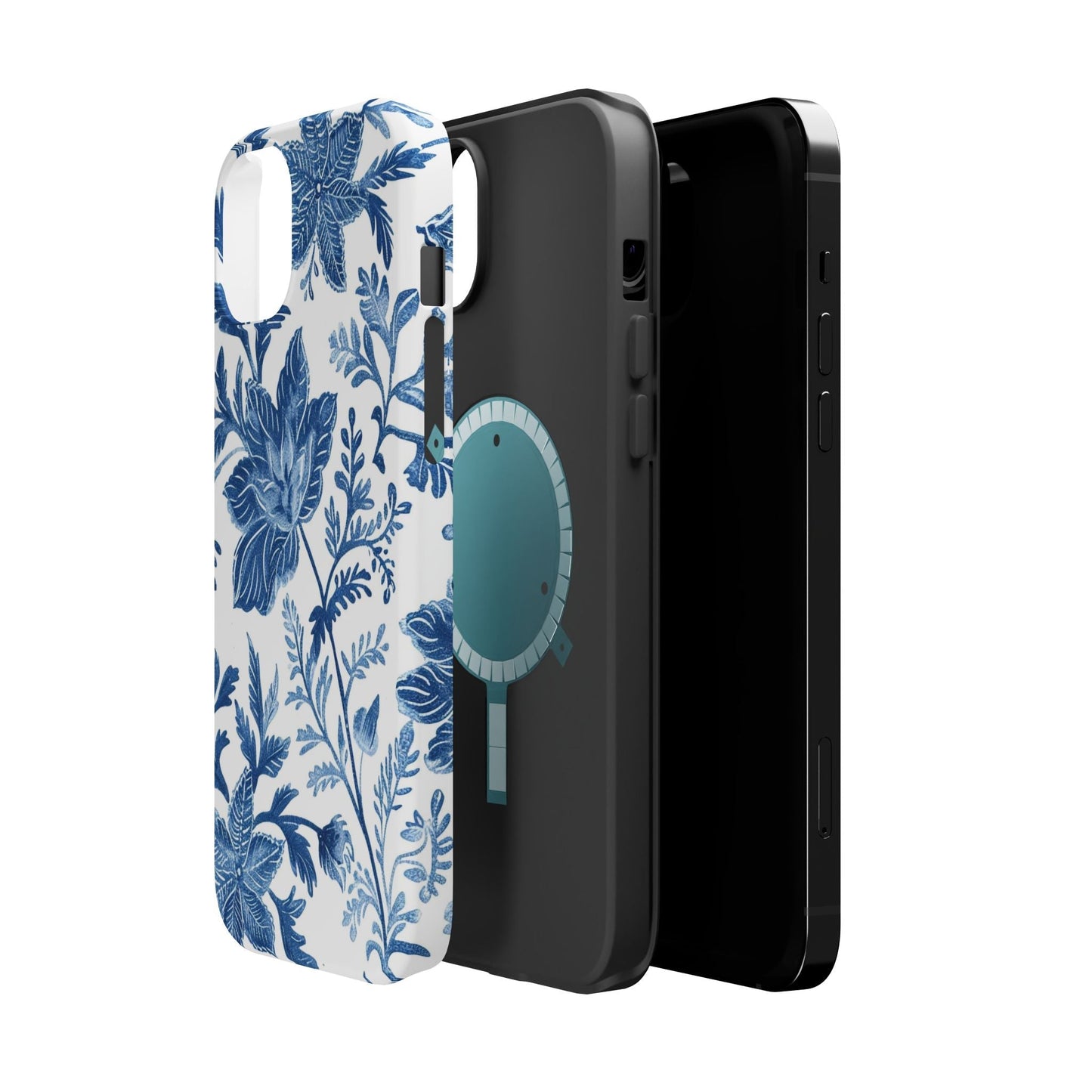 Blue Floral Magnetic Phone Case — Impact‑Resistant Protective Cover - DIGITAL X