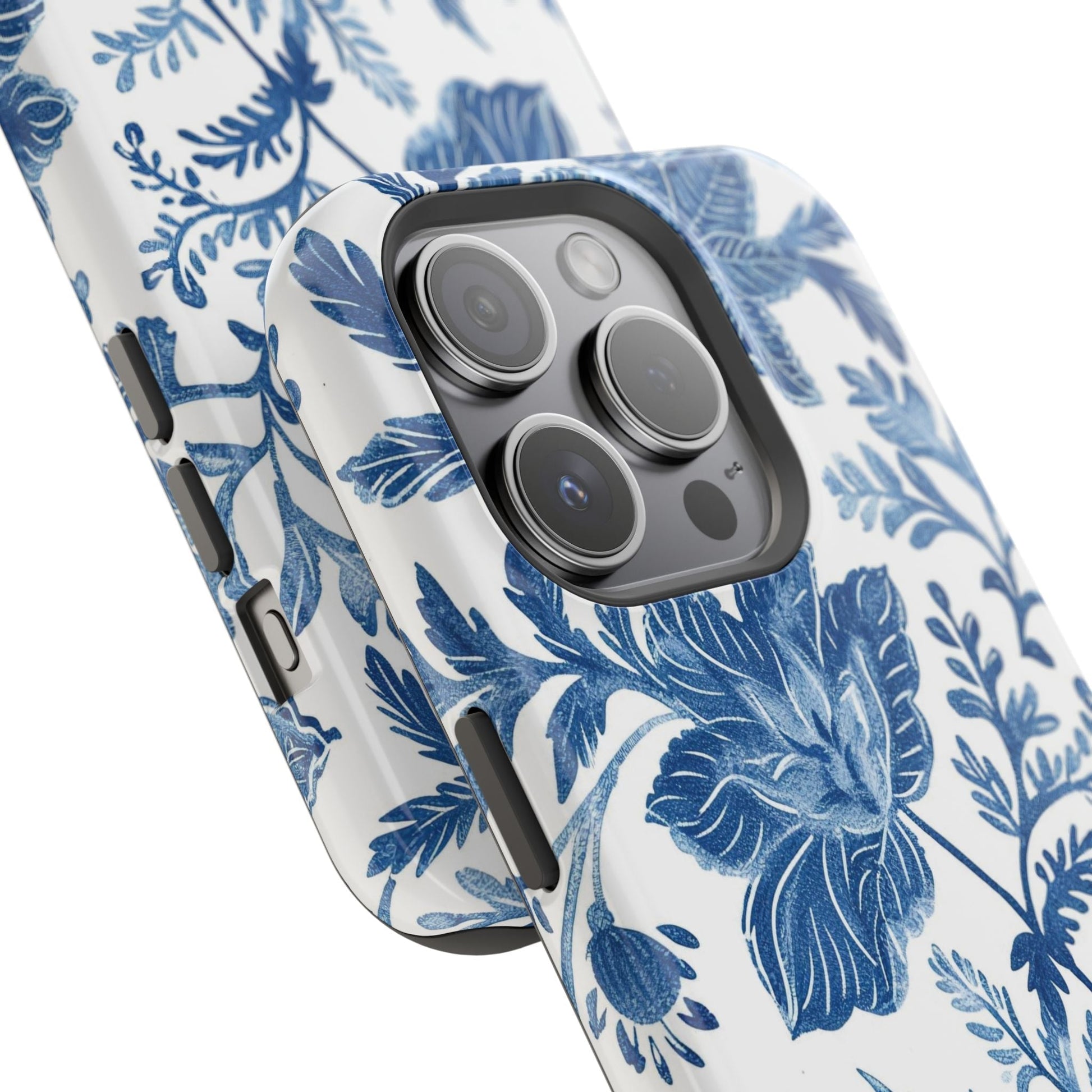 Blue Floral Magnetic Phone Case — Impact‑Resistant Protective Cover - DIGITAL X