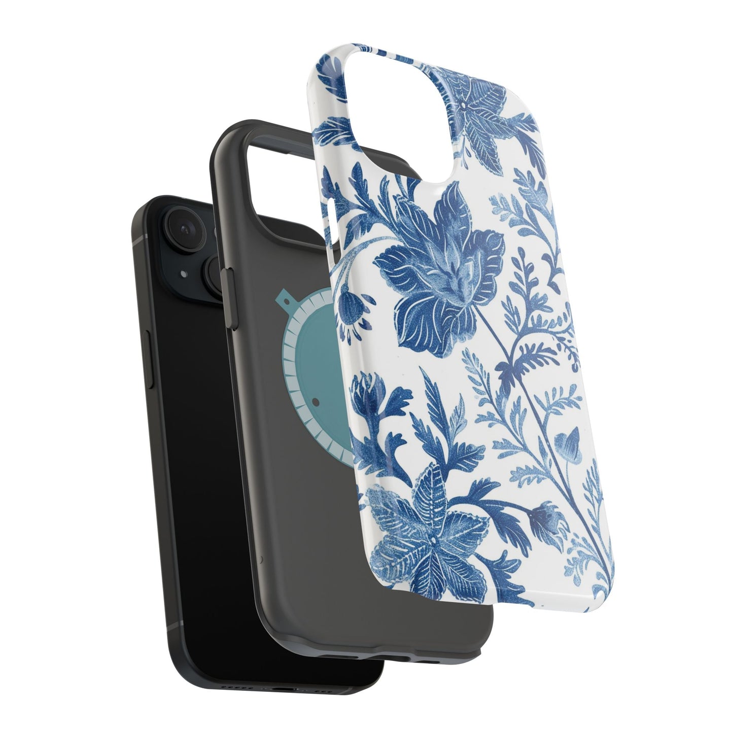 Blue Floral Magnetic Phone Case — Impact‑Resistant Protective Cover - DIGITAL X