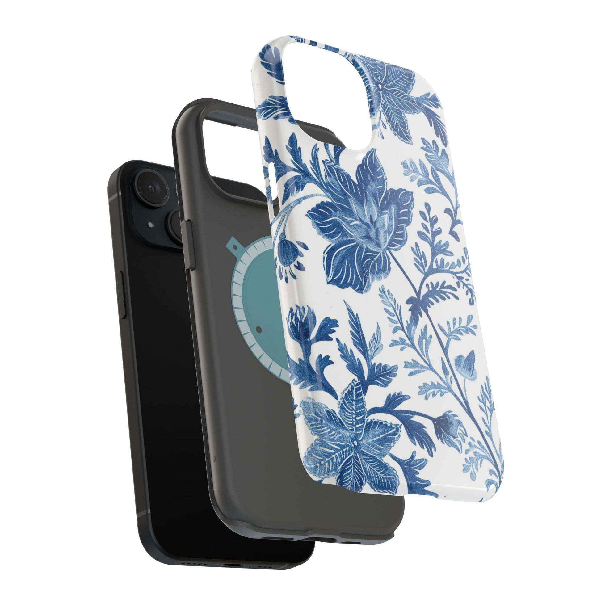 Blue Floral Magnetic Phone Case — Impact‑Resistant Protective Cover - DIGITAL X
