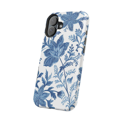 Blue Floral Magnetic Phone Case — Impact‑Resistant Protective Cover - DIGITAL X