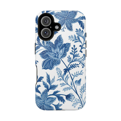 Blue Floral Magnetic Phone Case — Impact‑Resistant Protective Cover - DIGITAL X