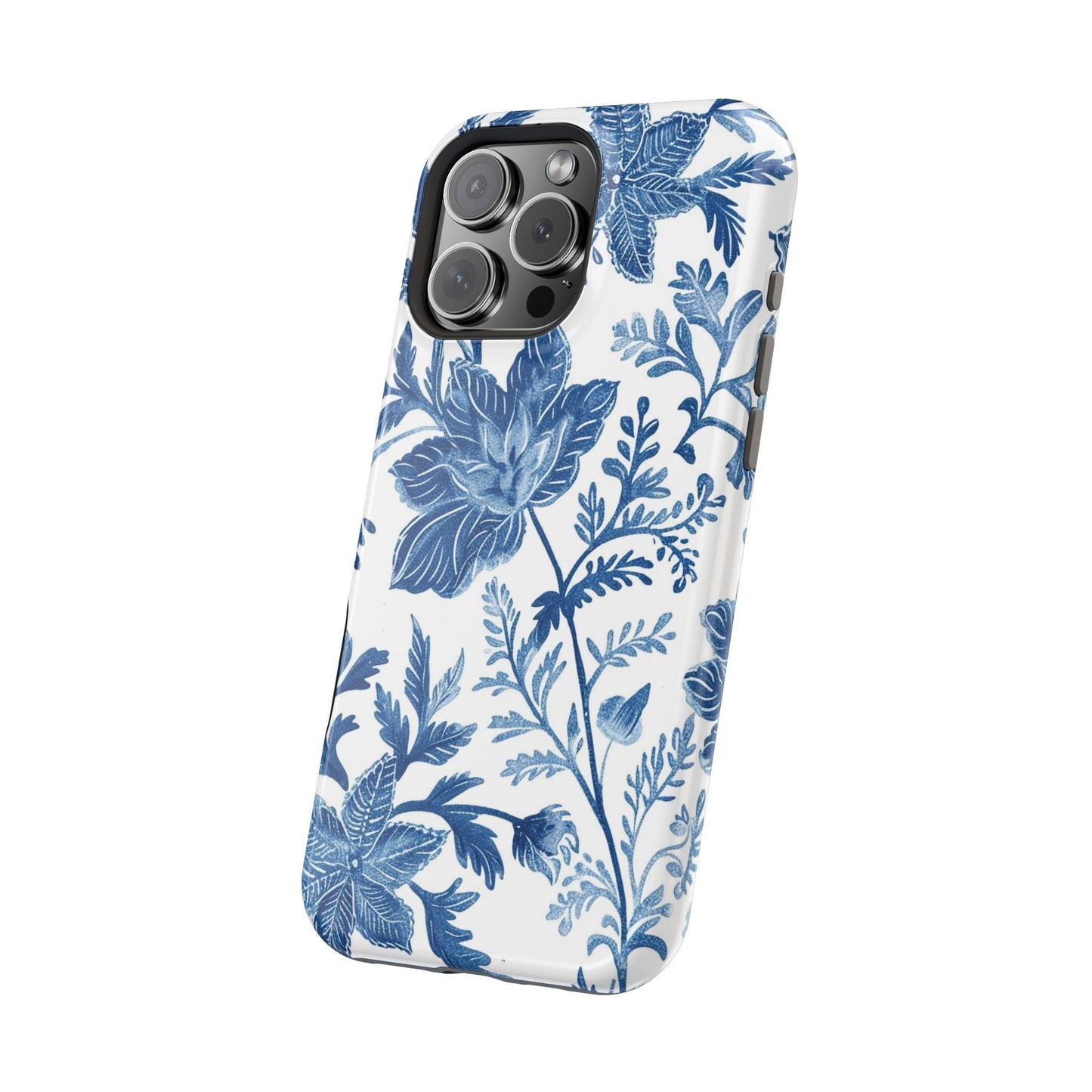 Blue Floral Magnetic Phone Case — Impact‑Resistant Protective Cover - DIGITAL X