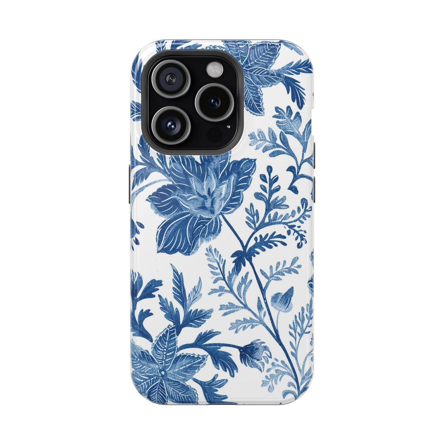 Blue Floral Magnetic Phone Case — Impact‑Resistant Protective Cover - DIGITAL X