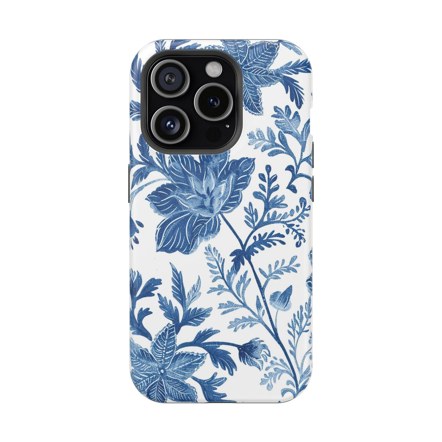Blue Floral Magnetic Phone Case — Impact‑Resistant Protective Cover - DIGITAL X