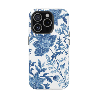 Blue Floral Magnetic Phone Case — Impact‑Resistant Protective Cover - DIGITAL X