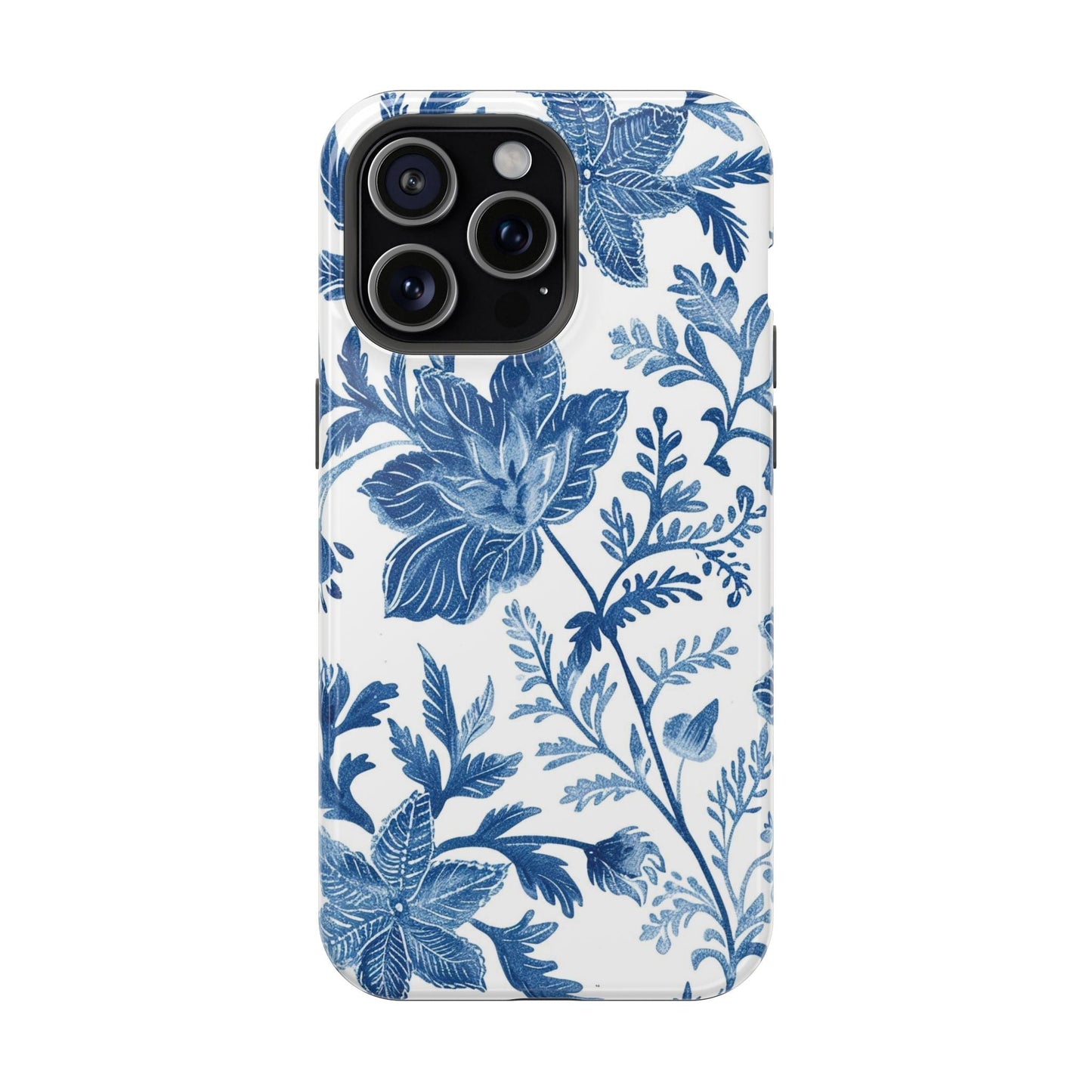 Blue Floral Magnetic Phone Case — Impact‑Resistant Protective Cover - DIGITAL X
