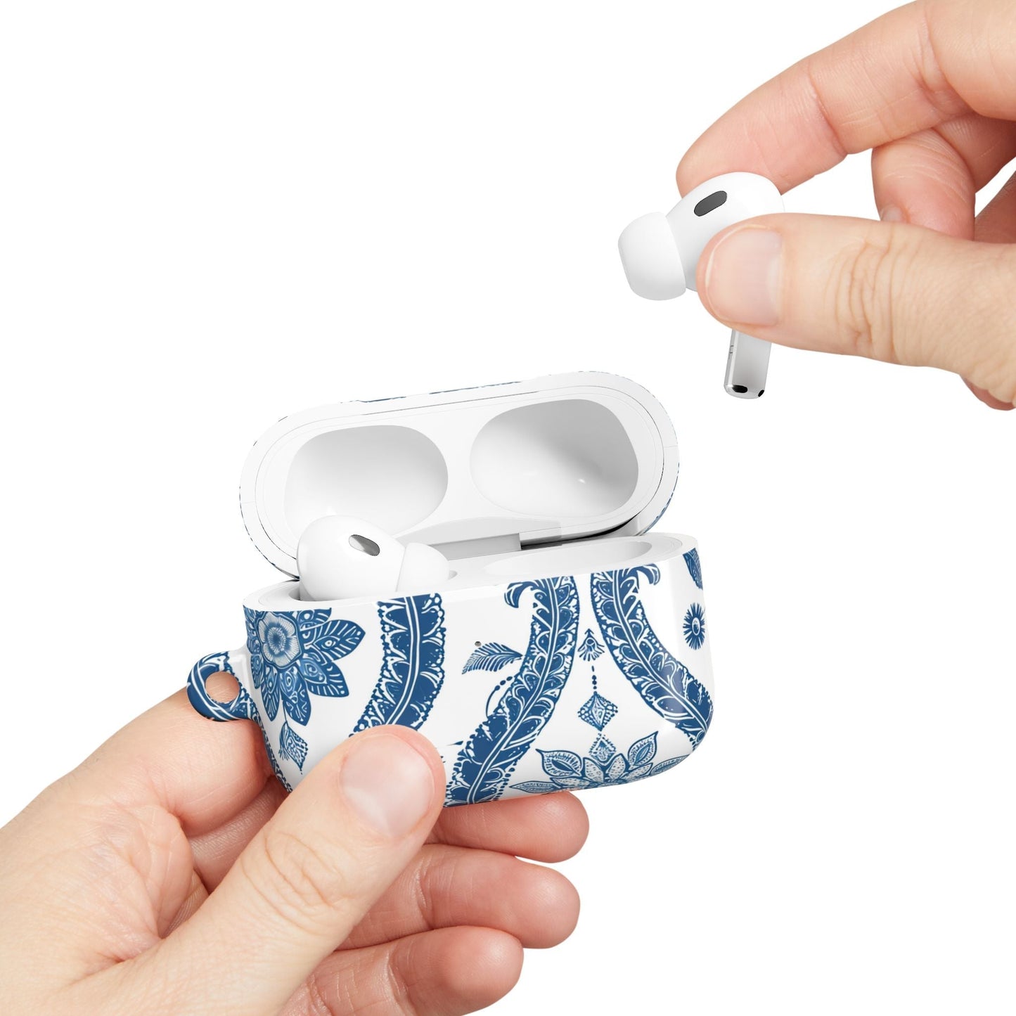 Blue Floral Paisley AirPod Case — Vintage Ceramic - Inspired Protective Cover - DIGITAL X