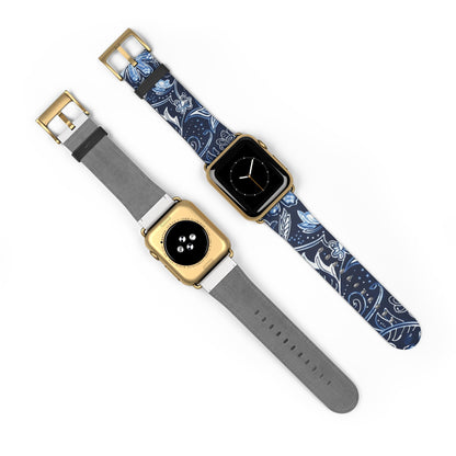 Blue Floral Paisley Watch Band — Elegant Vintage Pattern Apple Watch Strap - DIGITAL X