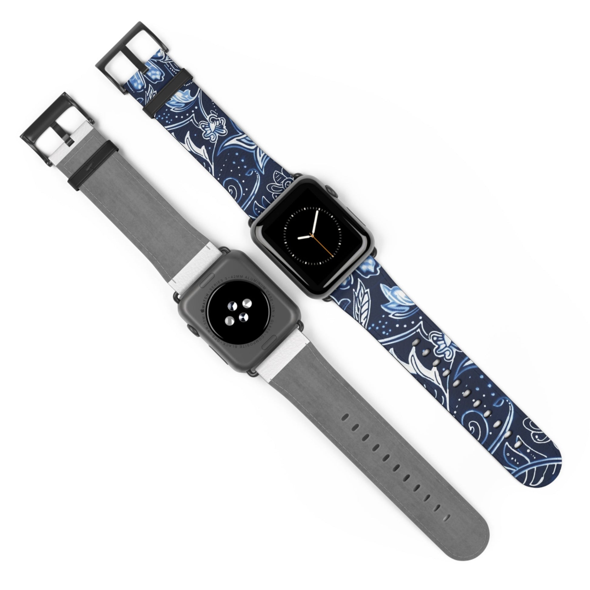Blue Floral Paisley Watch Band — Elegant Vintage Pattern Apple Watch Strap - DIGITAL X