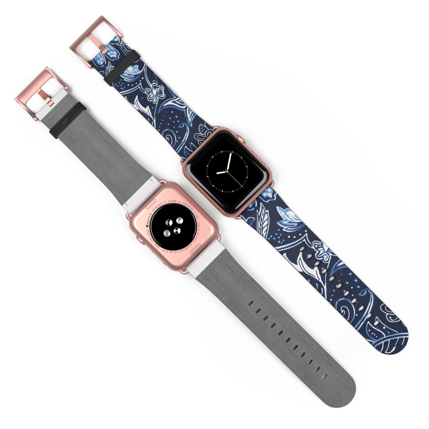 Blue Floral Paisley Watch Band — Elegant Vintage Pattern Apple Watch Strap - DIGITAL X