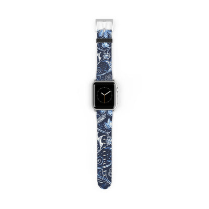 Blue Floral Paisley Watch Band — Elegant Vintage Pattern Apple Watch Strap - DIGITAL X