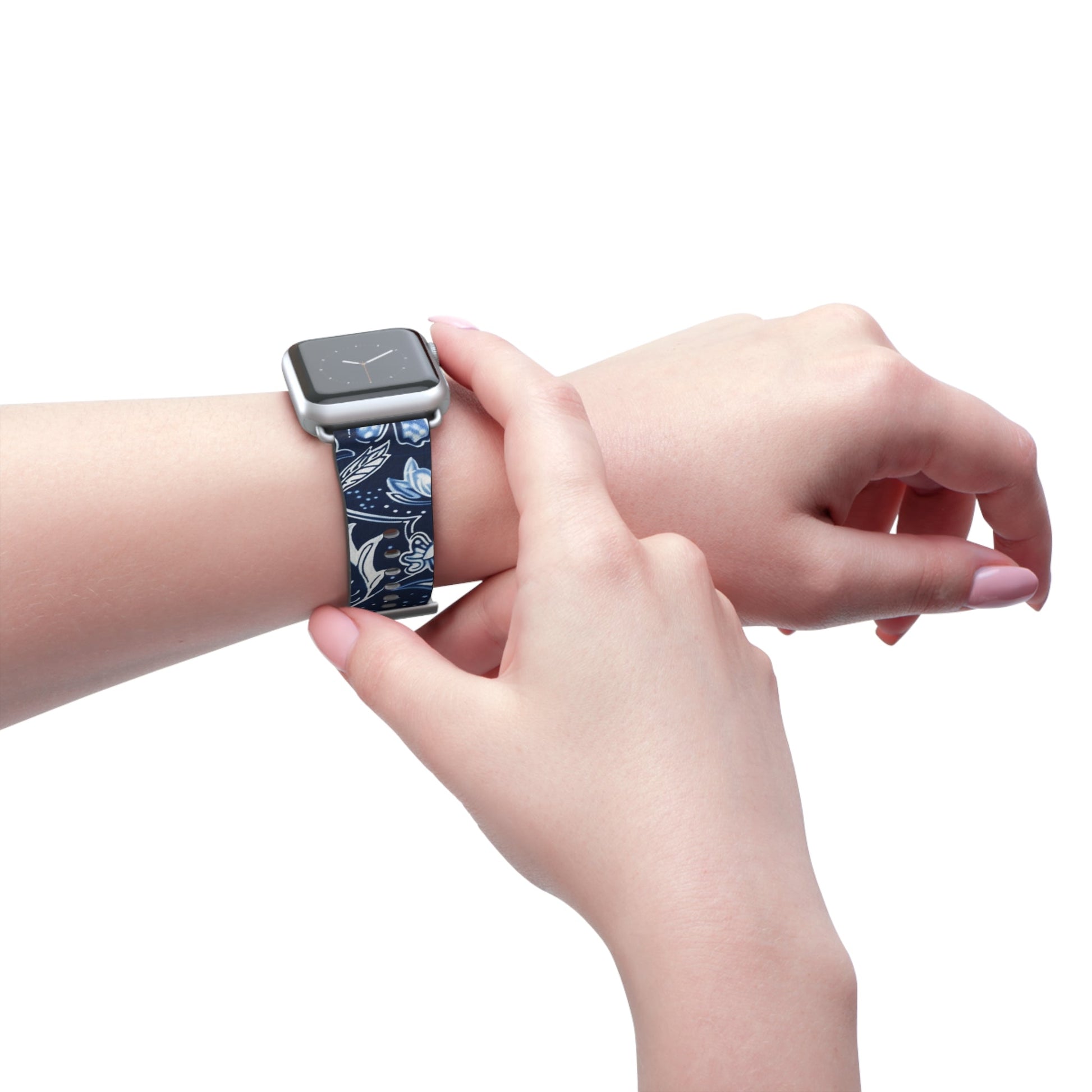 Blue Floral Paisley Watch Band — Elegant Vintage Pattern Apple Watch Strap - DIGITAL X