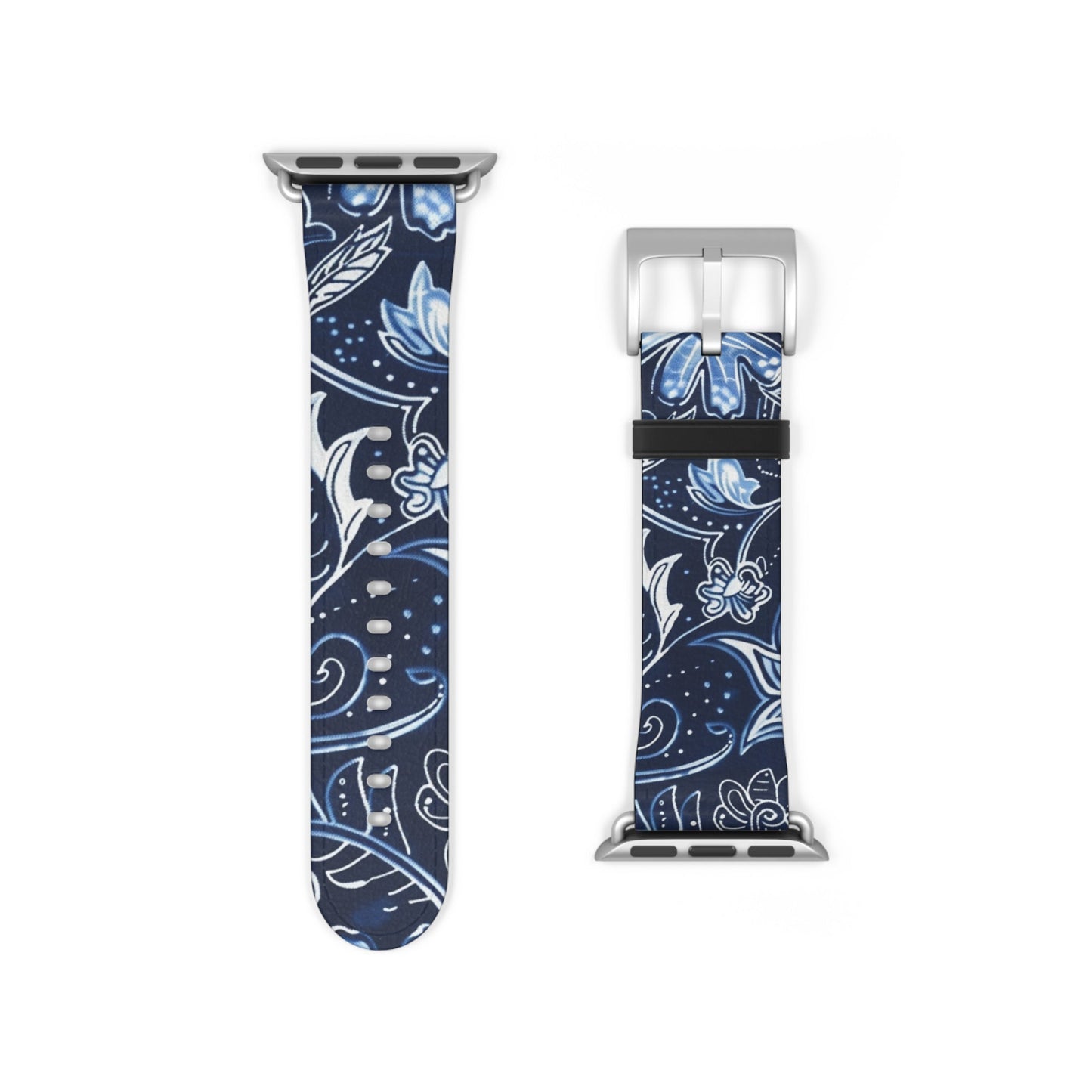 Blue Floral Paisley Watch Band — Elegant Vintage Pattern Apple Watch Strap - DIGITAL X