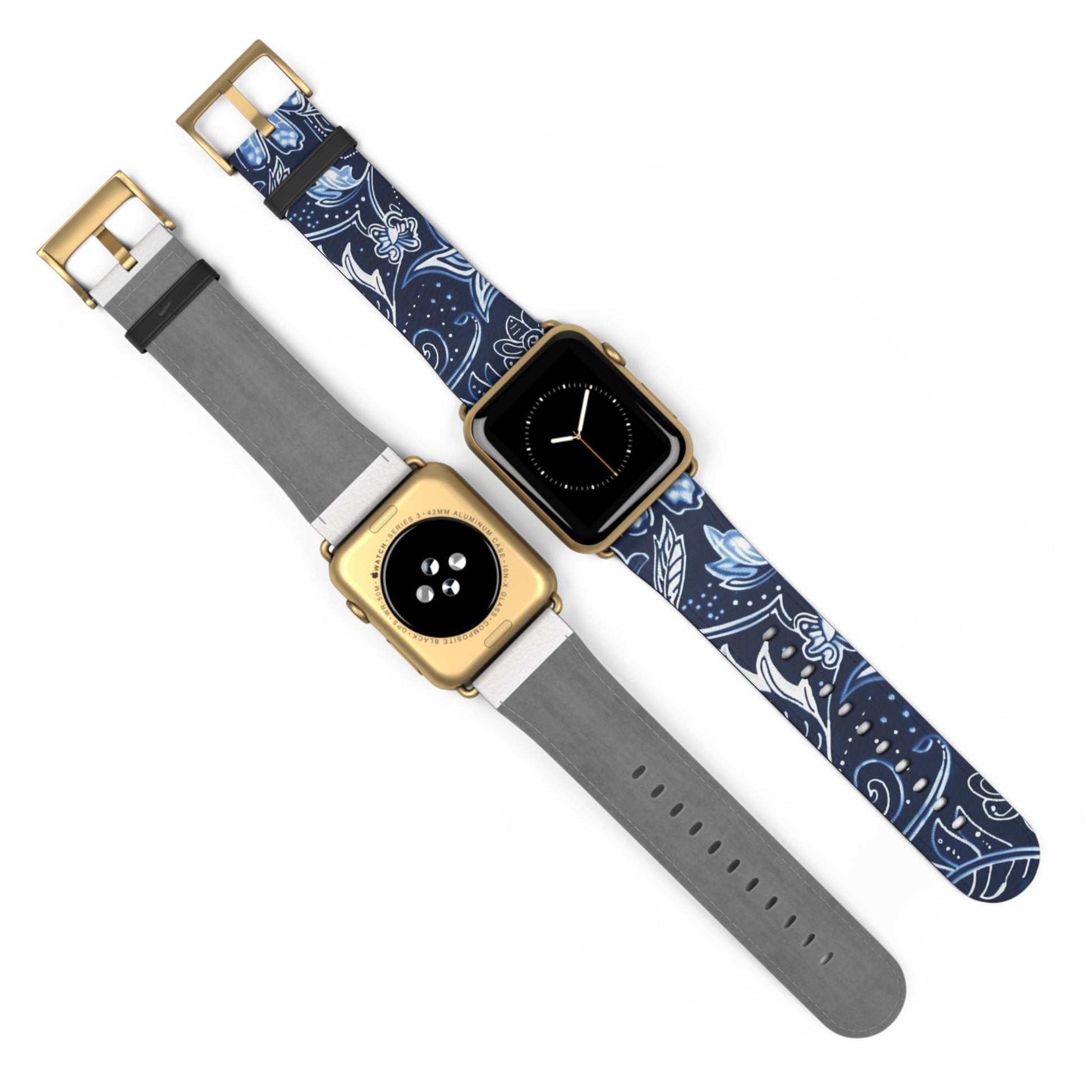 Blue Floral Paisley Watch Band — Elegant Vintage Pattern Apple Watch Strap - DIGITAL X