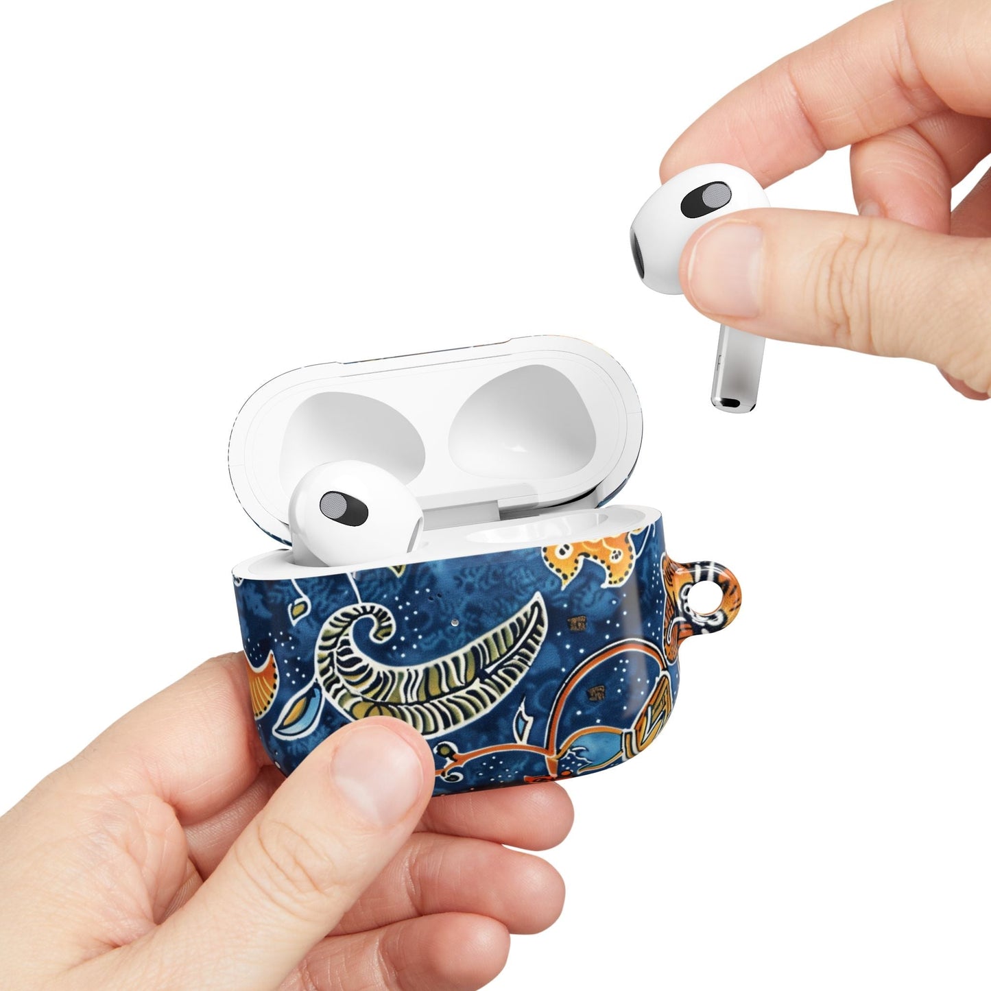 Blue Paisley Floral AirPod Case — Protective Decorative Earbud Cover - DIGITAL X