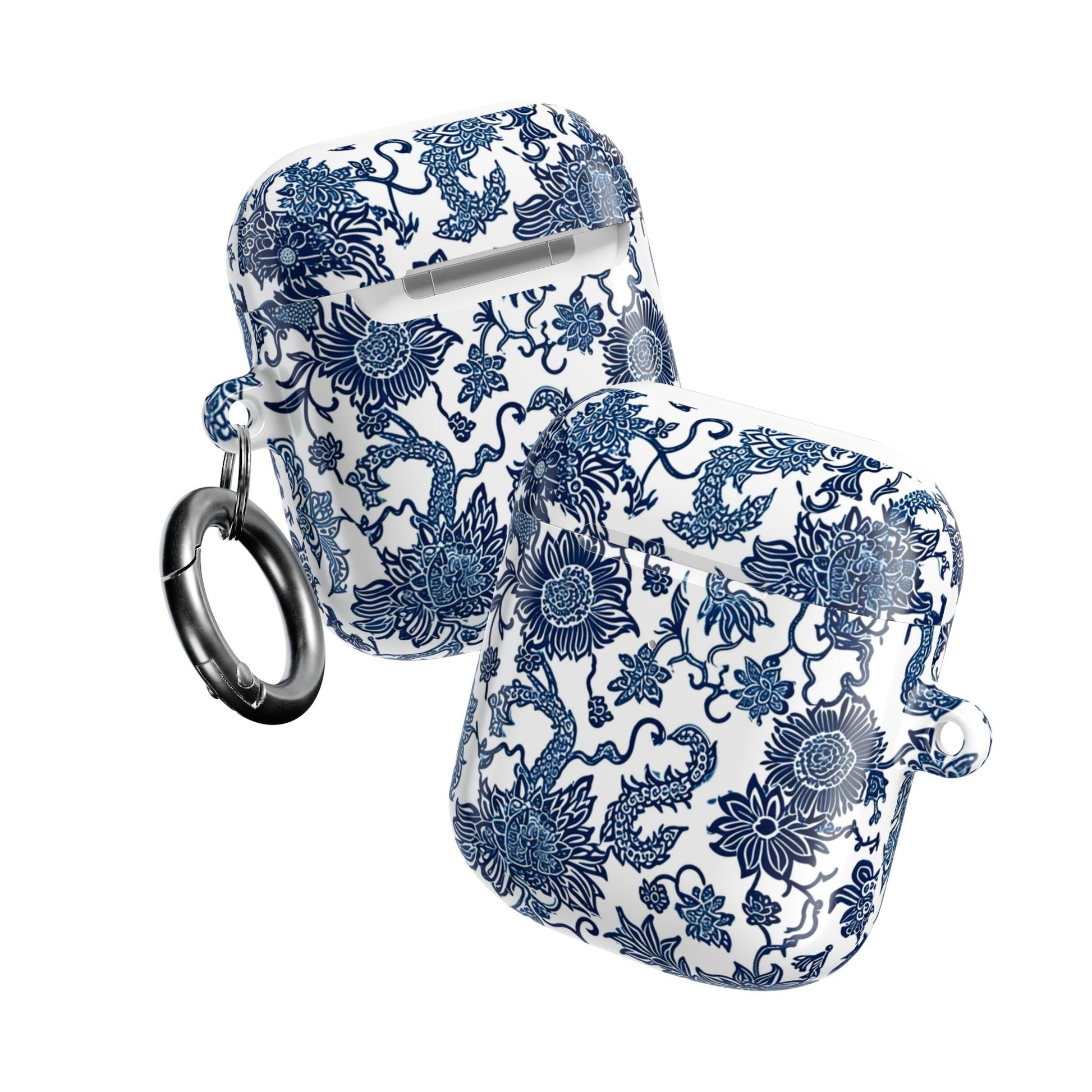 Blue Porcelain Floral AirPod Case — Classic Chinese - Inspired Ceramic Pattern - DIGITAL X