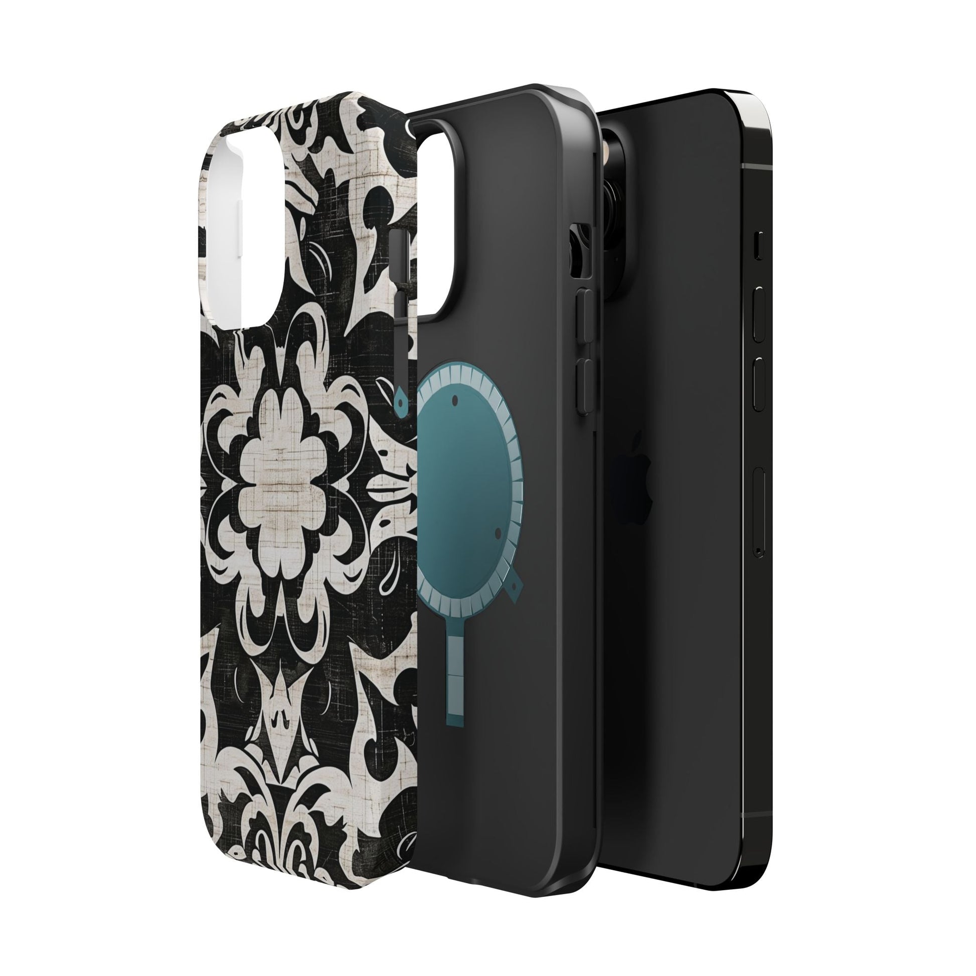 Damask Black & White Magnetic Impact Phone Case - DIGITAL X