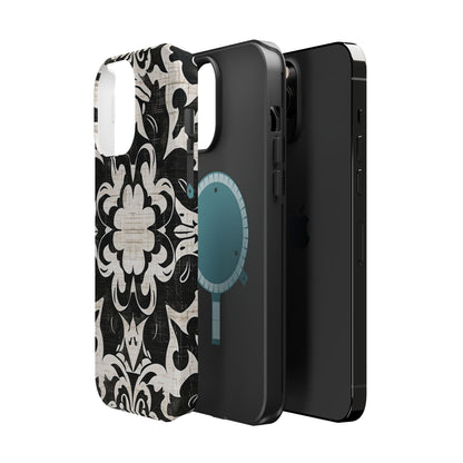 Damask Black & White Magnetic Impact Phone Case - DIGITAL X