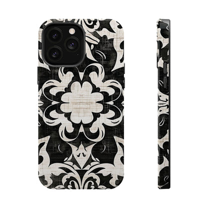 Damask Black & White Magnetic Impact Phone Case - DIGITAL X