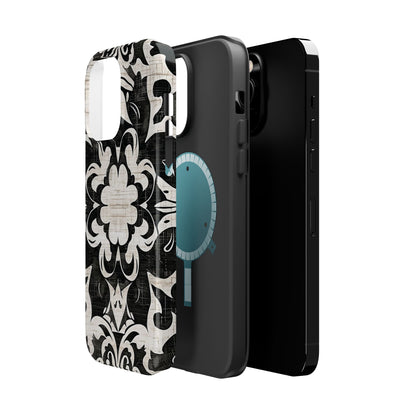 Damask Black & White Magnetic Impact Phone Case - DIGITAL X