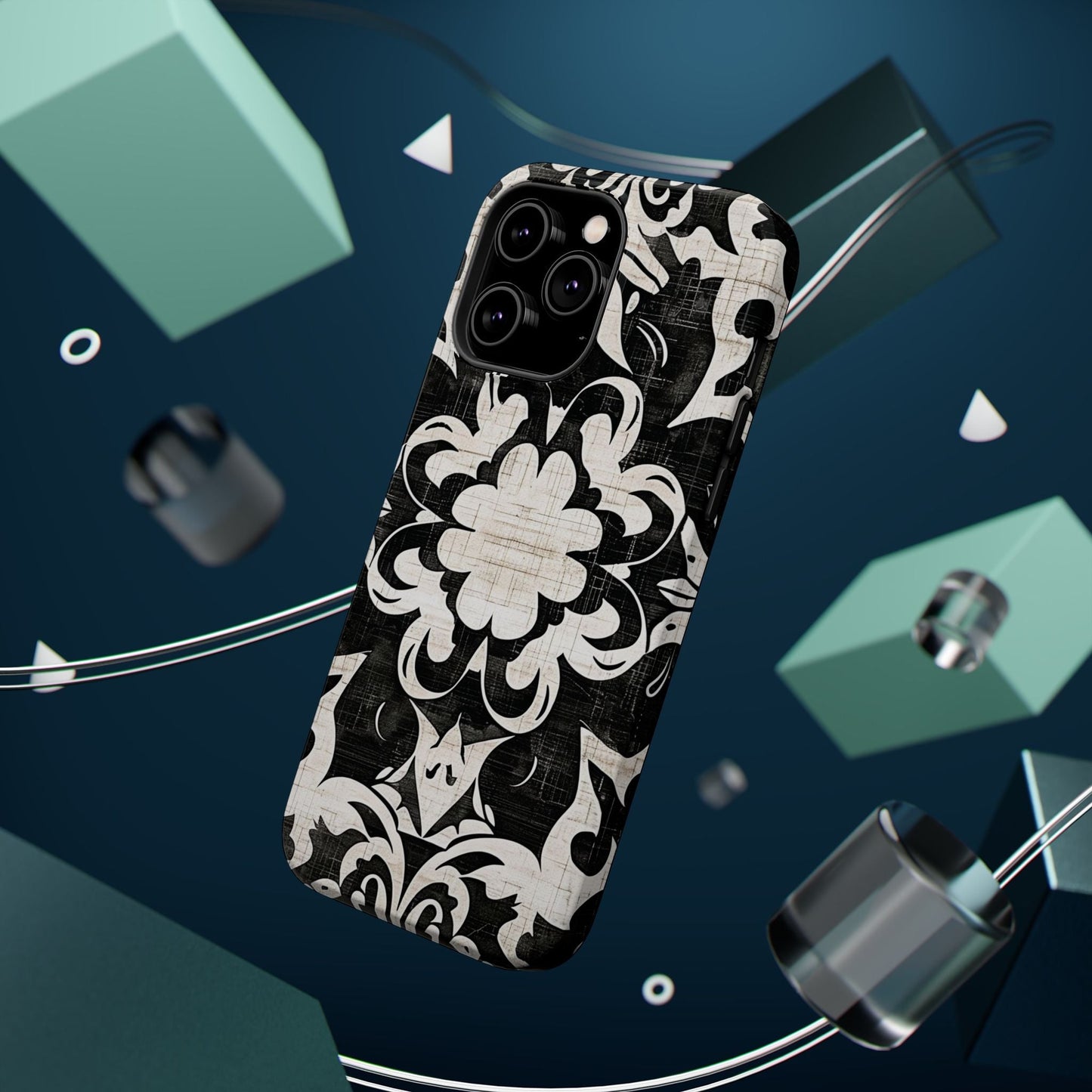 Damask Black & White Magnetic Impact Phone Case - DIGITAL X