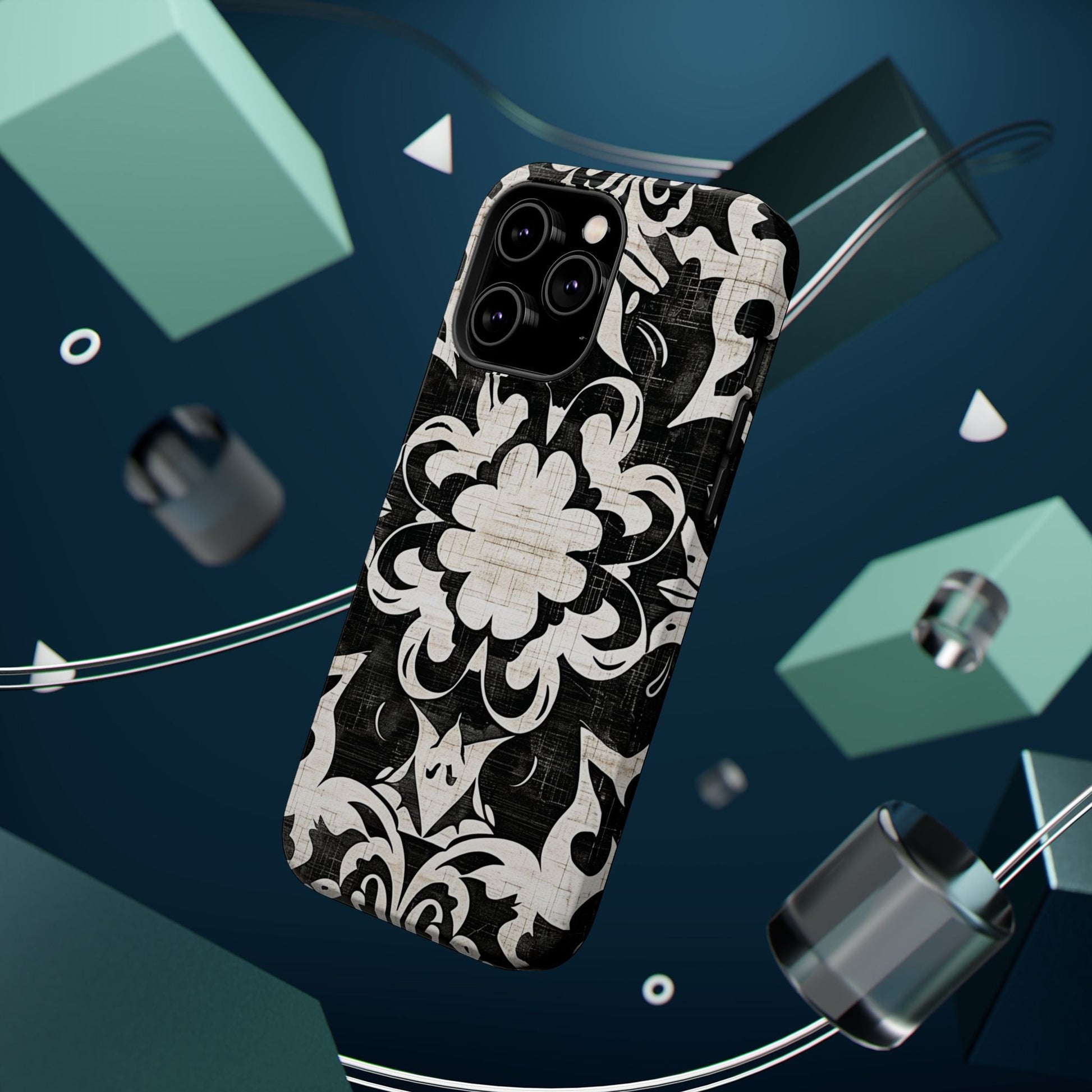Damask Black & White Magnetic Impact Phone Case - DIGITAL X