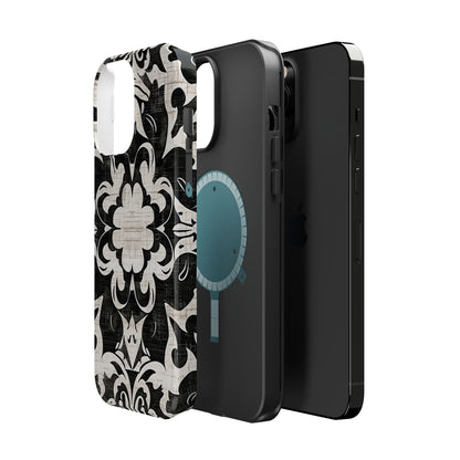 Damask Black & White Magnetic Impact Phone Case - DIGITAL X