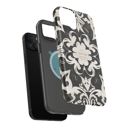 Damask Black & White Magnetic Impact Phone Case - DIGITAL X