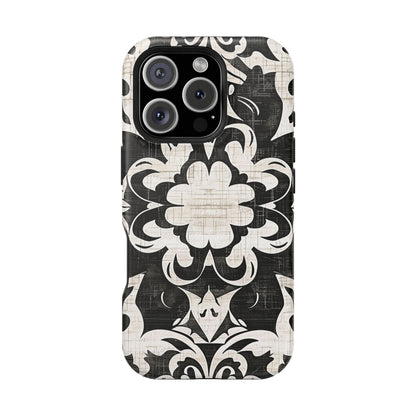 Damask Black & White Magnetic Impact Phone Case - DIGITAL X