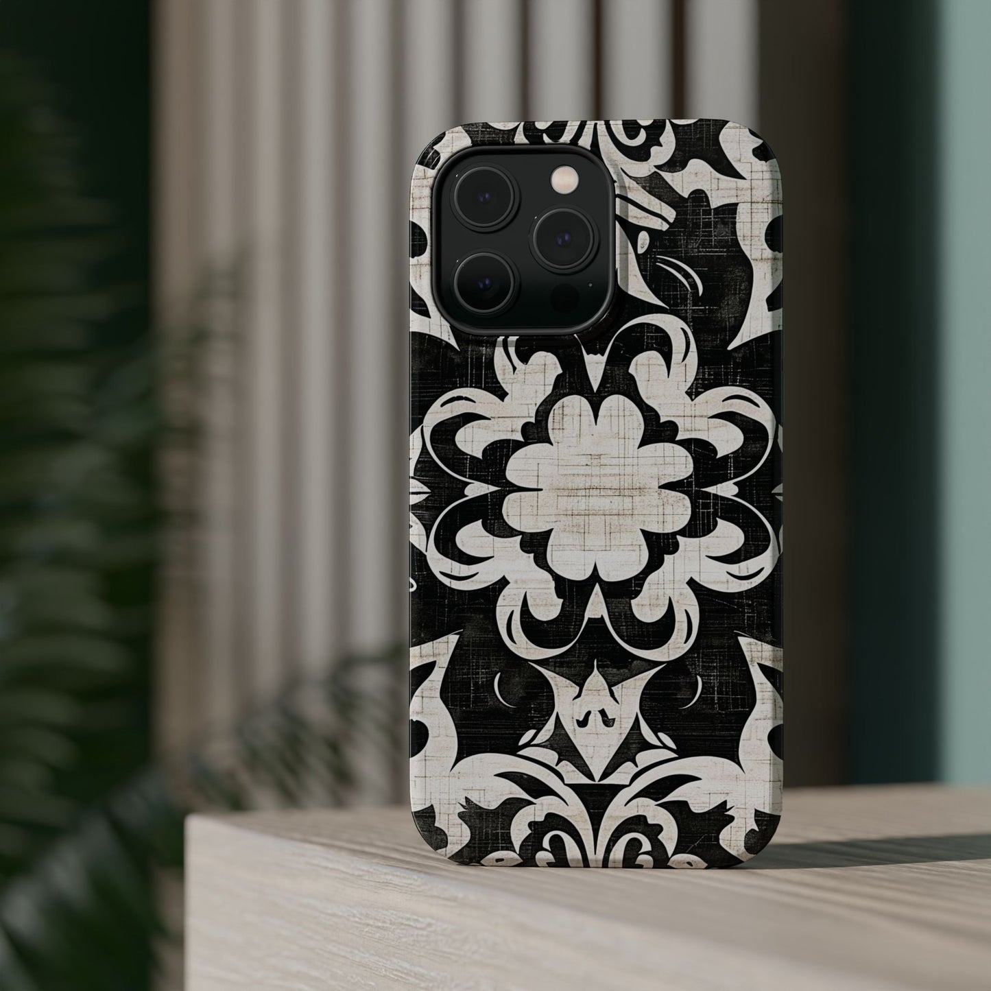 Damask Black & White Magnetic Impact Phone Case - DIGITAL X