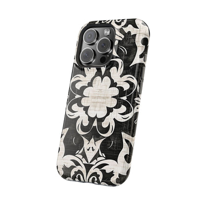 Damask Black & White Magnetic Impact Phone Case - DIGITAL X