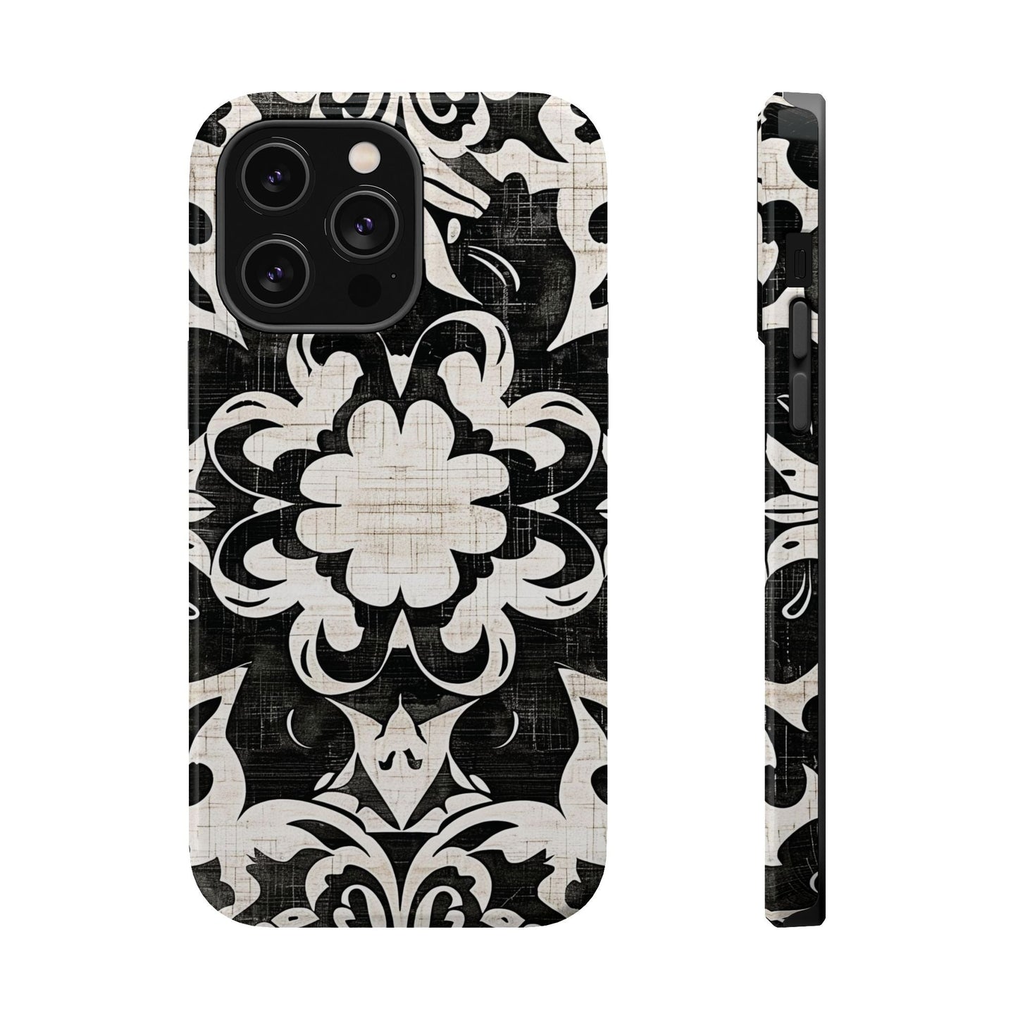 Damask Black & White Magnetic Impact Phone Case - DIGITAL X
