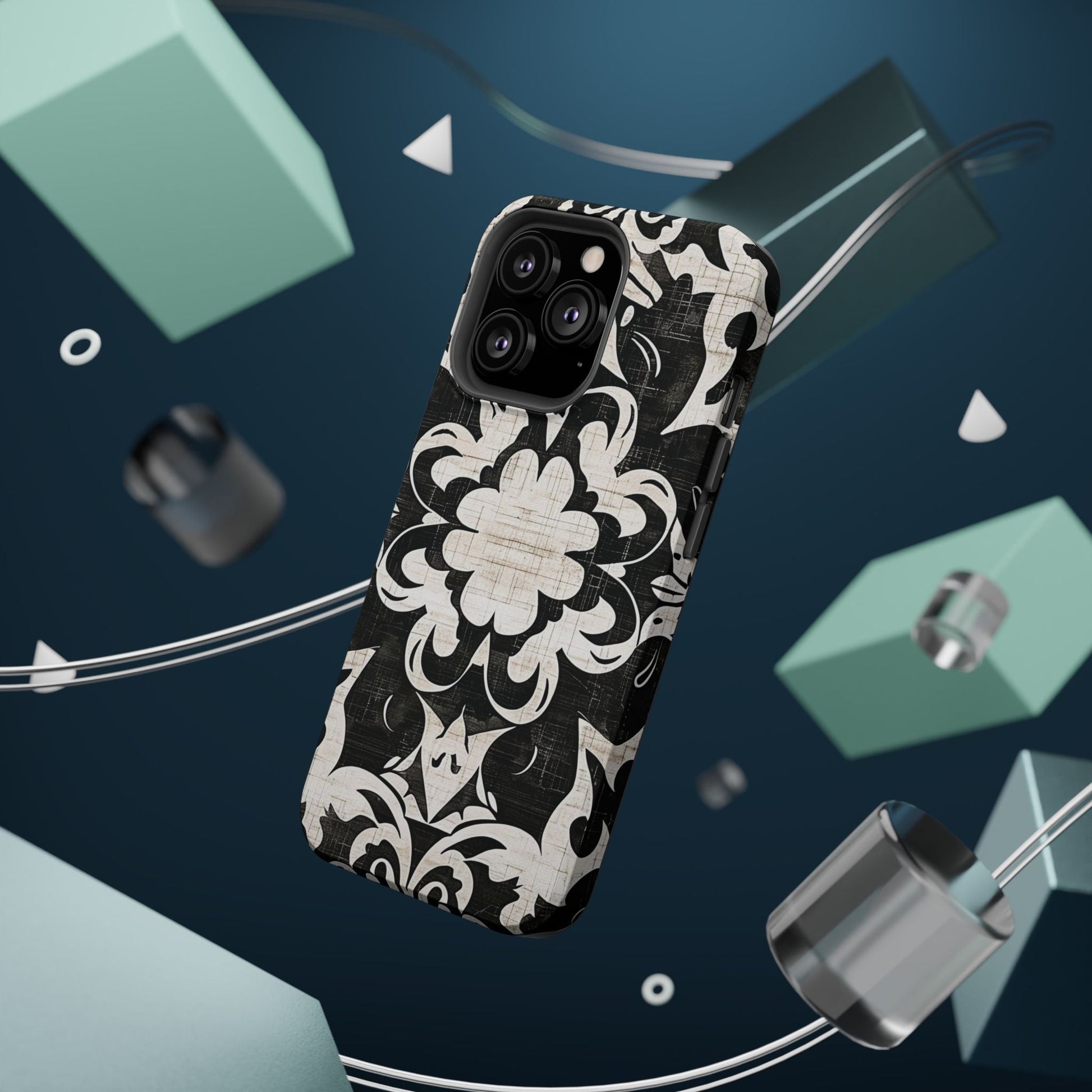 Damask Black & White Magnetic Impact Phone Case - DIGITAL X