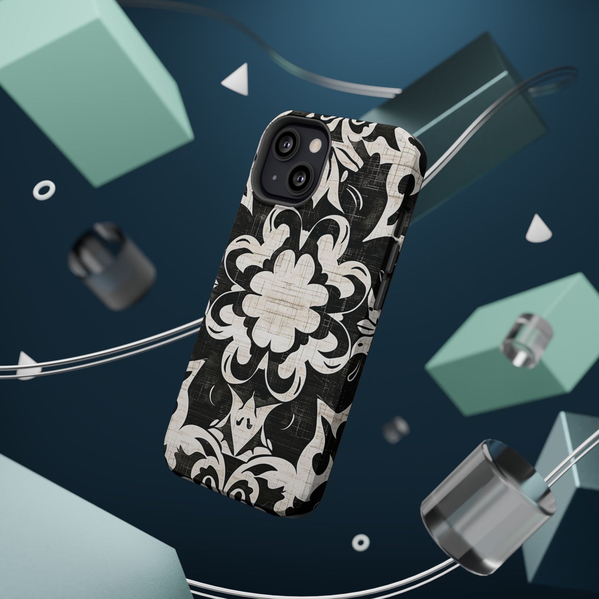 Damask Black & White Magnetic Impact Phone Case - DIGITAL X