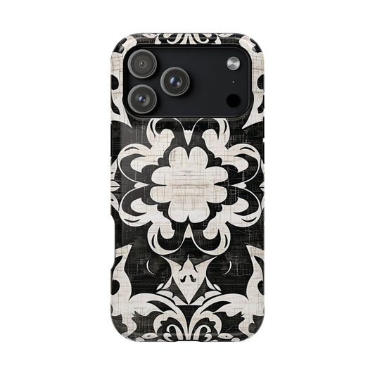 Damask Black & White Magnetic Impact Phone Case - DIGITAL X