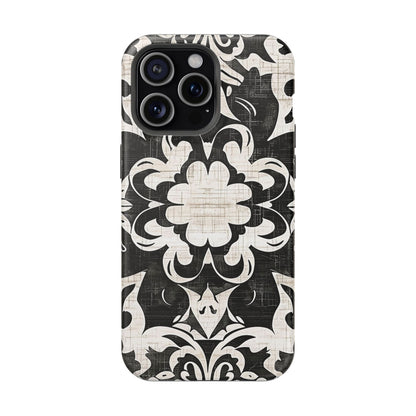 Damask Black & White Magnetic Impact Phone Case - DIGITAL X