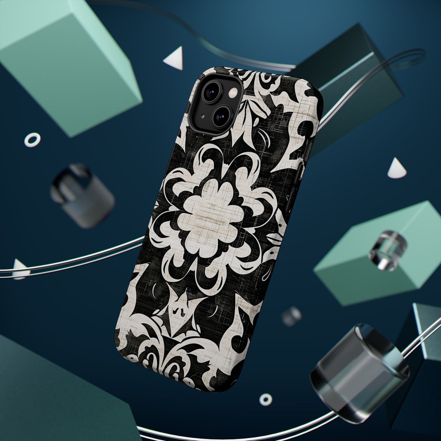 Damask Black & White Magnetic Impact Phone Case - DIGITAL X