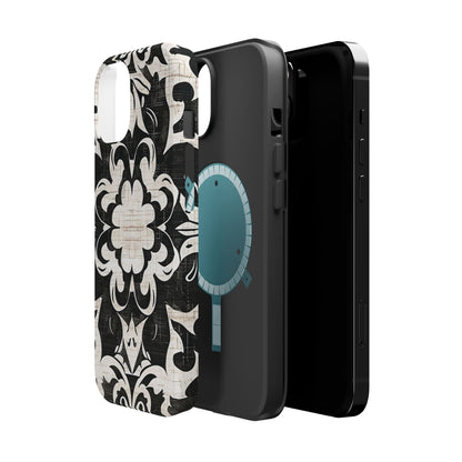 Damask Black & White Magnetic Impact Phone Case - DIGITAL X