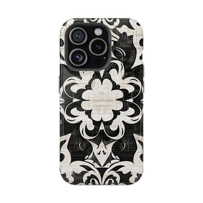 Damask Black & White Magnetic Impact Phone Case - DIGITAL X