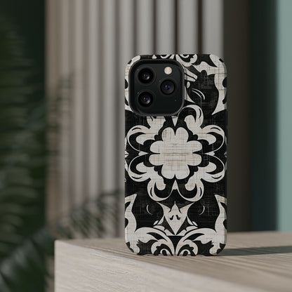 Damask Black & White Magnetic Impact Phone Case - DIGITAL X