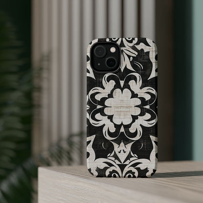 Damask Black & White Magnetic Impact Phone Case - DIGITAL X