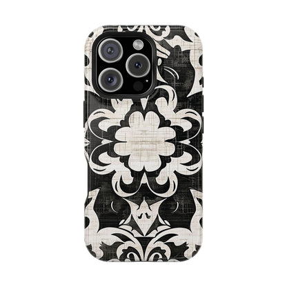 Damask Black & White Magnetic Impact Phone Case - DIGITAL X