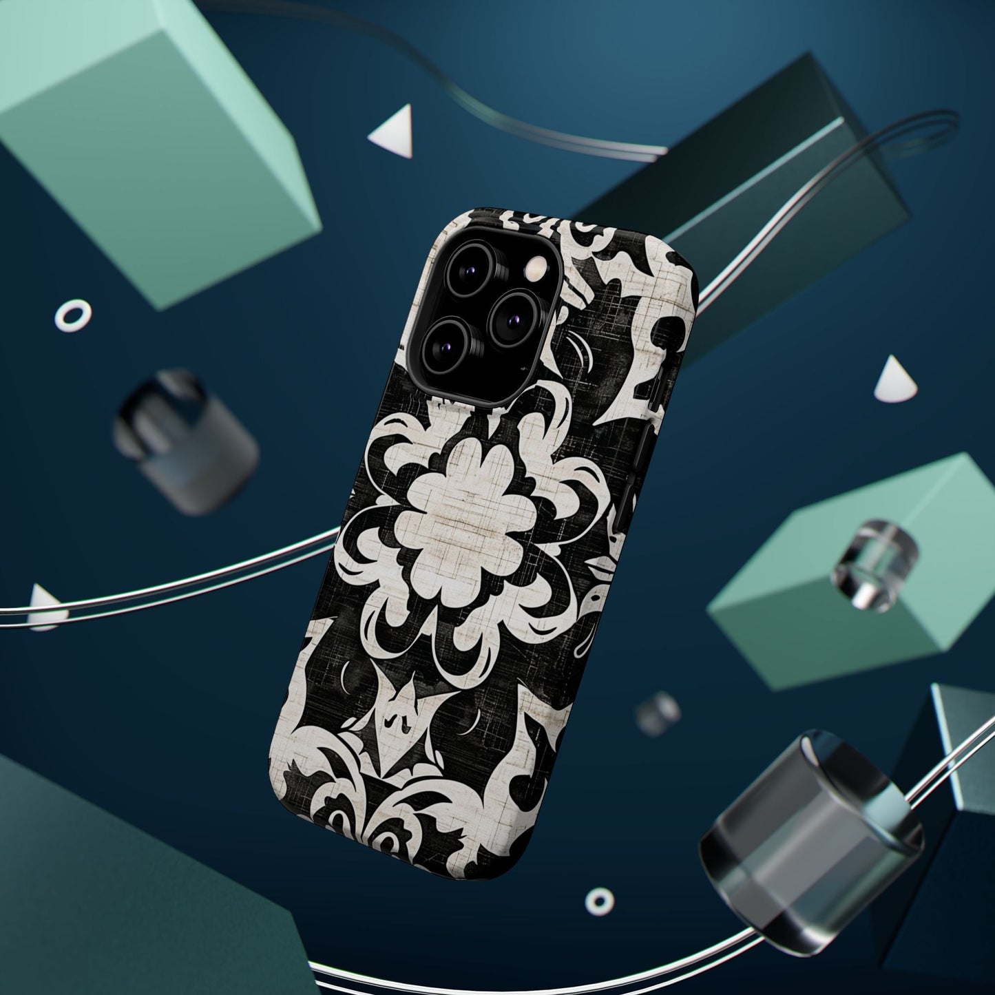 Damask Black & White Magnetic Impact Phone Case - DIGITAL X