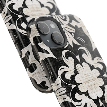 Damask Black & White Magnetic Impact Phone Case - DIGITAL X